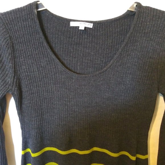 Studio One New York Sweater Dress Womens Large L Multicolor Striped 3/4 Sleeve - Picture 2 of 11